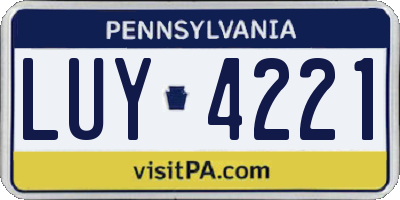 PA license plate LUY4221
