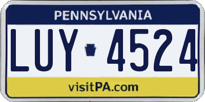 PA license plate LUY4524