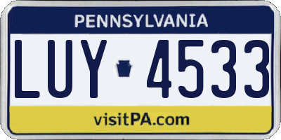 PA license plate LUY4533