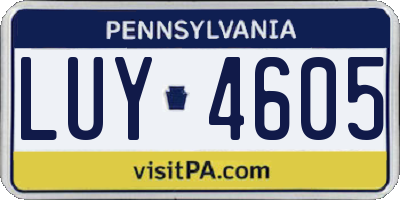 PA license plate LUY4605