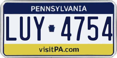 PA license plate LUY4754