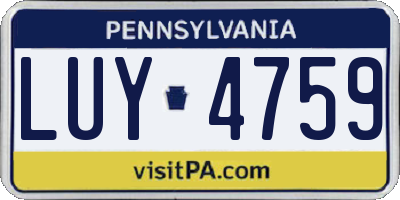 PA license plate LUY4759