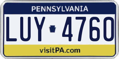 PA license plate LUY4760