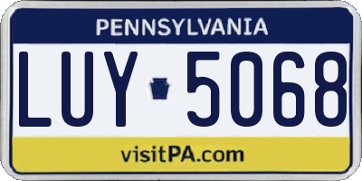 PA license plate LUY5068