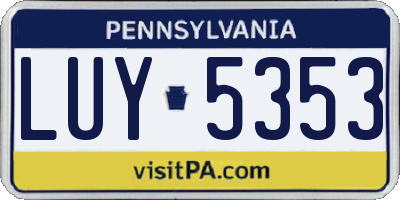 PA license plate LUY5353