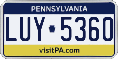 PA license plate LUY5360