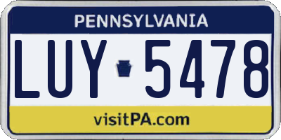 PA license plate LUY5478