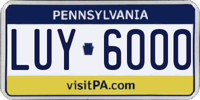 PA license plate LUY6000