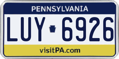 PA license plate LUY6926