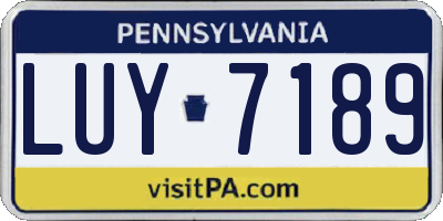 PA license plate LUY7189