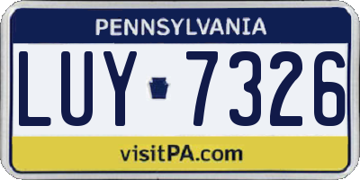 PA license plate LUY7326