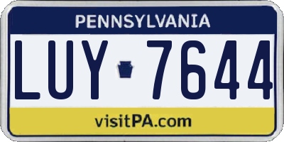 PA license plate LUY7644