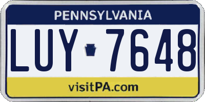 PA license plate LUY7648