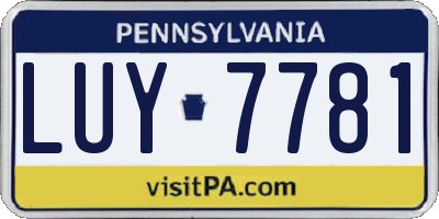 PA license plate LUY7781