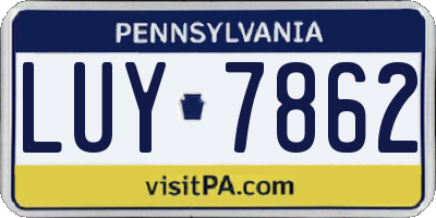 PA license plate LUY7862