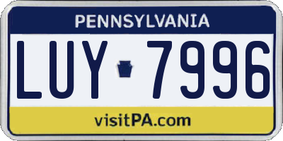 PA license plate LUY7996
