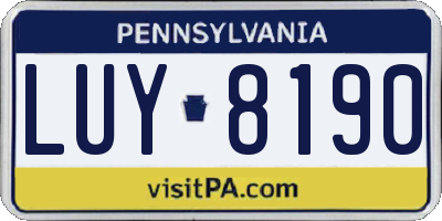 PA license plate LUY8190