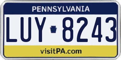 PA license plate LUY8243