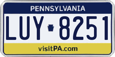 PA license plate LUY8251