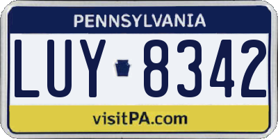 PA license plate LUY8342