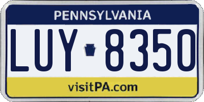 PA license plate LUY8350