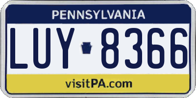PA license plate LUY8366