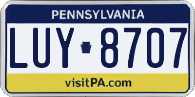 PA license plate LUY8707