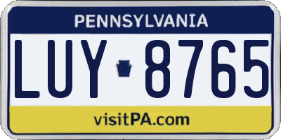 PA license plate LUY8765