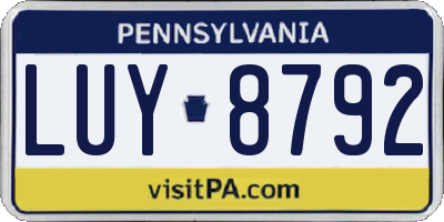 PA license plate LUY8792