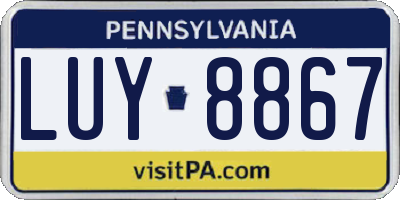 PA license plate LUY8867