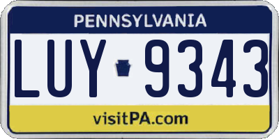 PA license plate LUY9343