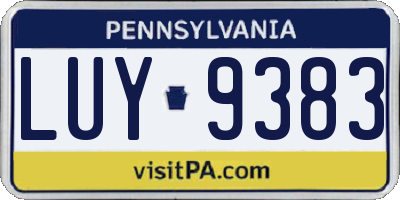 PA license plate LUY9383