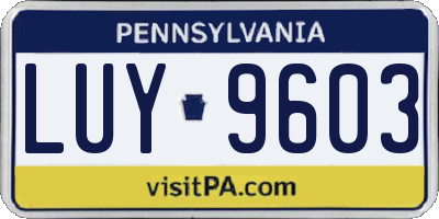 PA license plate LUY9603