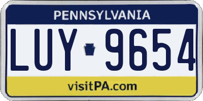 PA license plate LUY9654