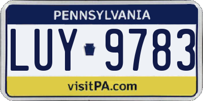 PA license plate LUY9783