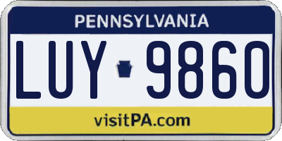 PA license plate LUY9860