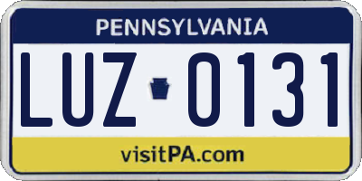 PA license plate LUZ0131