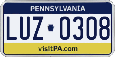 PA license plate LUZ0308