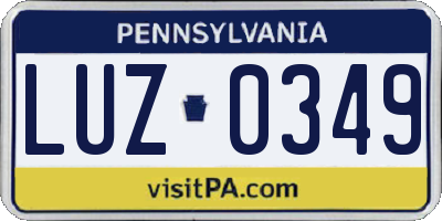 PA license plate LUZ0349