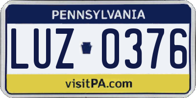 PA license plate LUZ0376