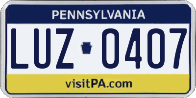 PA license plate LUZ0407