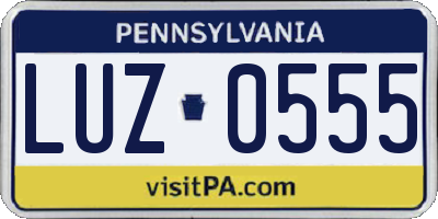 PA license plate LUZ0555