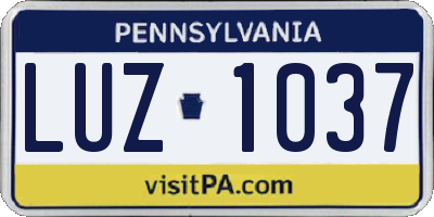 PA license plate LUZ1037