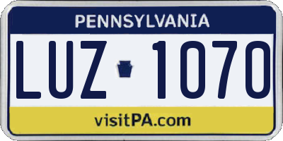 PA license plate LUZ1070