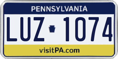 PA license plate LUZ1074
