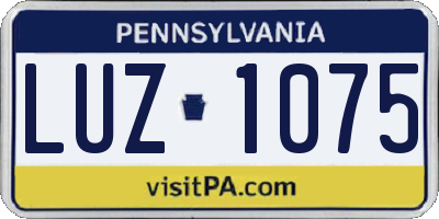 PA license plate LUZ1075