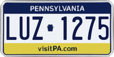 PA license plate LUZ1275