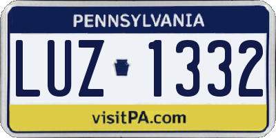 PA license plate LUZ1332