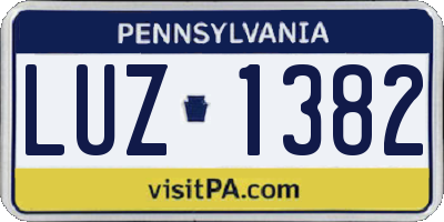 PA license plate LUZ1382