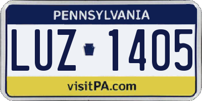 PA license plate LUZ1405